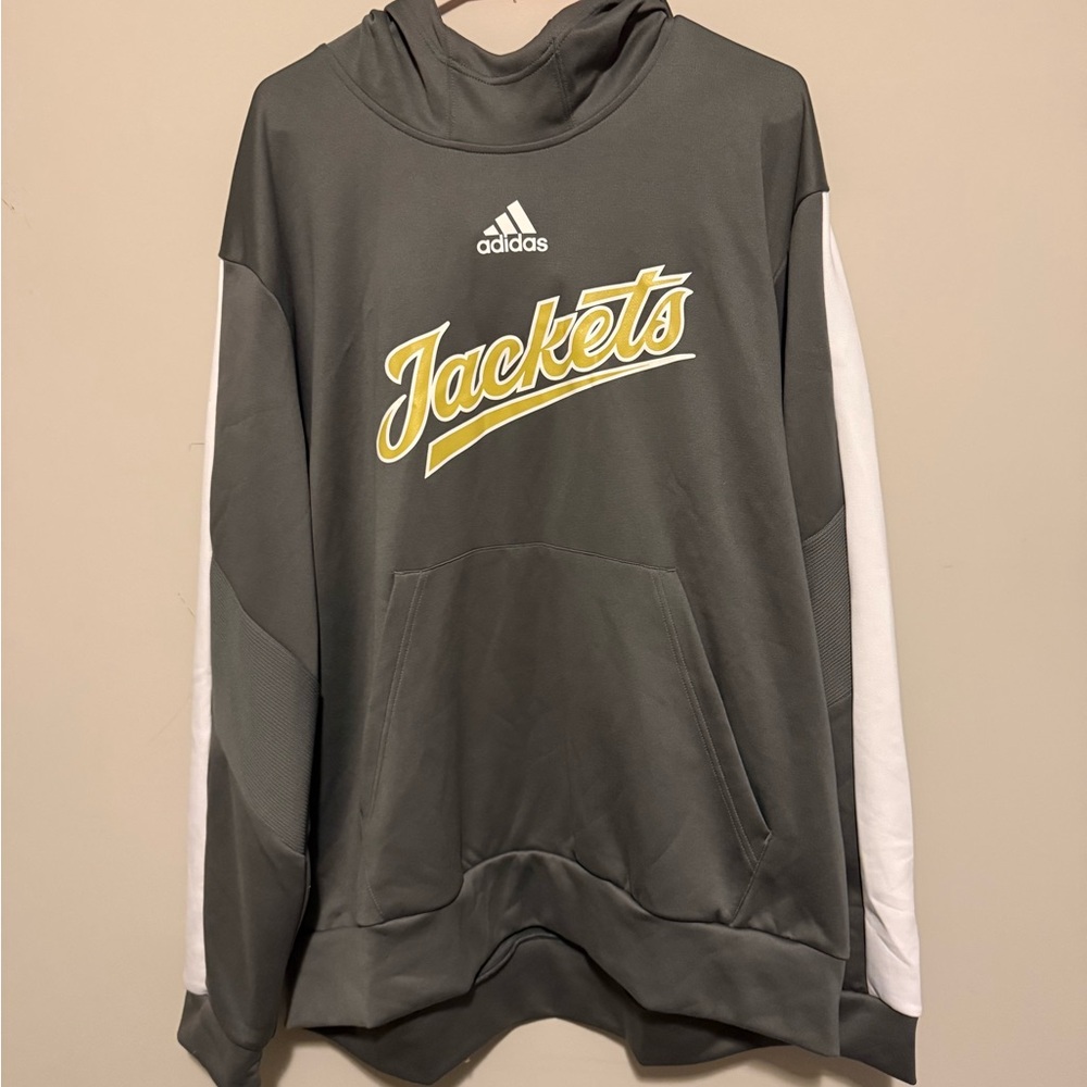 Georgia Tech Hoodie - Adidas Gray and White Hoodie with Gold Logo